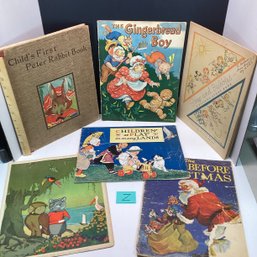 Antique Childrens Books, LOT Z, Big Boos, Peter Rabbit, Bright And Framable Art