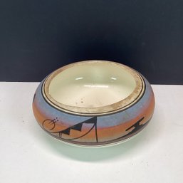 Vintage Signed Native American Pottery Planter, Bowl, Signed