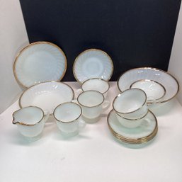Vintage Fire King Oven Ware Gold Rimmed Assortment, Teacups/saucers, Etc.
