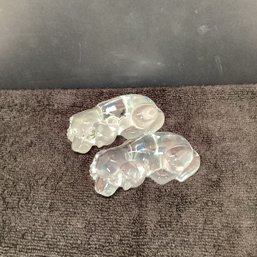 2 Solid Glass Or Crystal Dog Figurines, 4.5 In