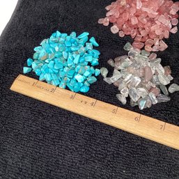 Collection Of Polished Genuine Stone Chips, African Turquoise And Two Types Of Quartz