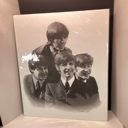Large Vintage Black/white Beatles Poster, Signed, 24 In, NO SHIPPING