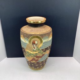 Impressive Japanese Satsuma Vase, Drilled For Lamp
