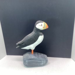 Vintage Wooden Puffin Wood Carving, 1990s, 13 In
