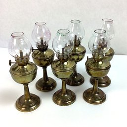 6 Vintage Brass/glass Mini Lanterns, Made In Vietnam, 5 Inch