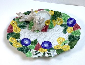 Vintage Whimsical Ceramic Rabbit Dish, Fitz & Floyd