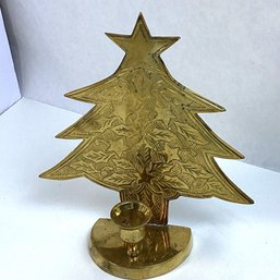 Brass Christmas Tree Candle Holder, 9 Inch