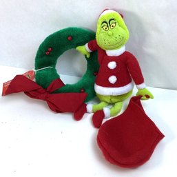Vintage The Grinch Plushie, Wreath, Bag, All Connected, New With Tags