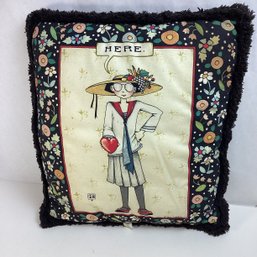 1980s Mary Engelbreit Throw Pillow, Handing Someone Your Heart