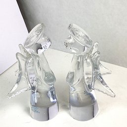 Vintage Lead Crystal Angel Bookends, Sigma