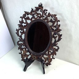 Vintage Ornate Iron Mirror Wall Hanging