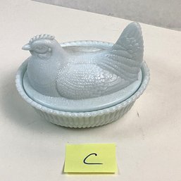 Vintage Glass Nesting Hen, LOT C, Medium Westmoreland (?) Rare Light Blue
