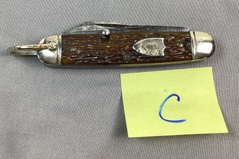 Vintage Folding Knife, LOT C, Ulster 1502 BOY SCOUT, Bone Scales