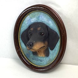 Small Dog (Dachshund?) Resin Head Mount Art Wall Hanging, Eileen Donovan