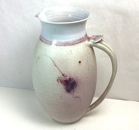 Large Ceramic Water Pitcher W/ Pastel Colors And Seashell