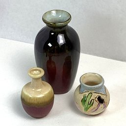 Vintage Pottery Lot With Flame Red And Others