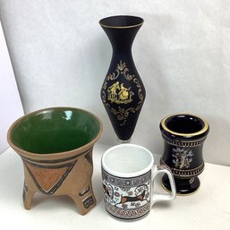 Vintage Greek And Mexican Pottery And Glass Lot