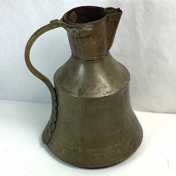 Exceptional Antique Brass Ewer, Pitcher, 10 Inch