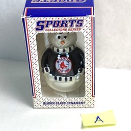 Christmas Ornament, MIB, LOT A, Boston Red Sox Blown Glass Snowman