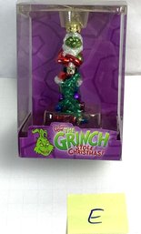 Christmas Ornament, MIB, LOT E, The Grinch, Blown Glass