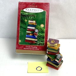 Christmas Ornament, MIB, LOT O, Mouse With Books, Gouda Reading