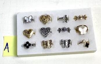 LOT A, Contemporary Costume Jewelry Rings (12), Stainless Steel, New Stock