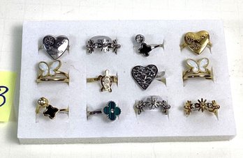 LOT B, Contemporary Costume Jewelry Rings (12), Stainless Steel, New Stock