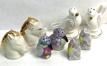 Vintage Salt & Pepper Shaker Sets, LOT B, Ceramic, Birds, Horses