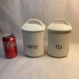 Mid Century Ceramic Canisters With Lids, Coffee, Tea, Czecholsovakia