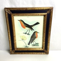 Vintage Original Framed Art, Birds, Robins, Possible Pastel
