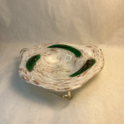 Vintage Art Glass Centerpiece Bowl, Heavy, 10 Inch