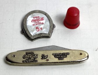 Vintage Advertising Lot, Coca Cola Pocket Knives, Chicago World Fair, Etc