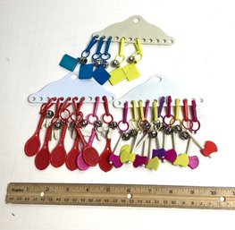 Vintage Keychains On Retail Display, Circa 1960s, Plastic