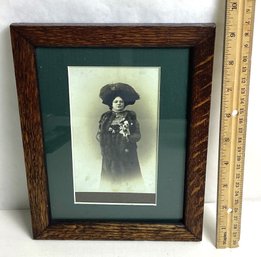 Antique Real Photo, Framed, Socialite Woman With Tiny Dog