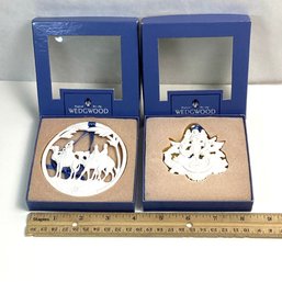2 Wedgwood Porcelain Christmas Ornaments, MIB