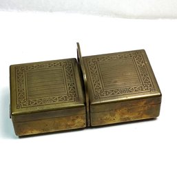 Antique Brass Tabletop Cigarette Case, Double Sided