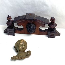 Antique Wood Clock Topper Plus Other Antique Embellishment