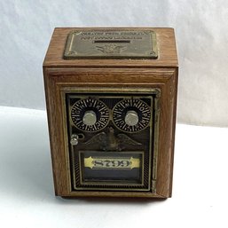 Vintage Hardwood Postal Box Combination Bank, Working W/ Comb Incl., 1980s