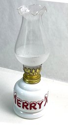 Rare Milk Glass Xmas Lantern, Peacock, 7 Inch