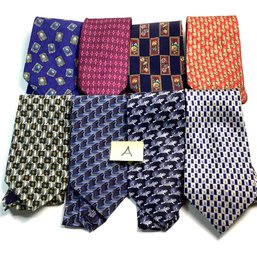 8 Vintage Silk Neckties, LOT A, Circa 1990s, Like New