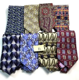 8 Vintage Silk Neckties, LOT B, Circa 1990s, Like New