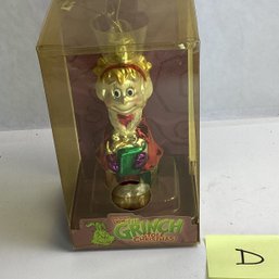 Vintage Christmas Ornament, MIB, LOT D, The Grinch, Cindy Lou Who, Blown Glass