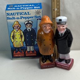 Vintage Brand New Plastic Old Salt Sailor Salt & Pepper Shakers