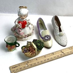 Vintage Pottery Decorative Lot Incl. 1999 Harmony Kingdom, Shoes, Etc.
