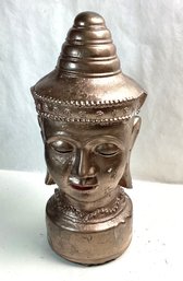 Heavy Painted Concrete Lawn Statue, Buddha Head, 12 Inch