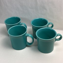 4 Rarer Turquoise Colored FIESTA Coffee Mugs, HCL,