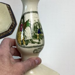 Antique Adams China Candlestick, Dickens Ware