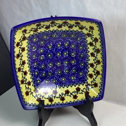 Polish Pottery, LOT 3, UNIKAT, Square Soup Bowl, 8 In.