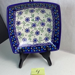 Polish Pottery, LOT 4, UNIKAT, Square Soup Bowl, 8 In.