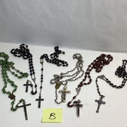 Catholic Rosaries, LOT B, Glass And Exotic Woods Beads